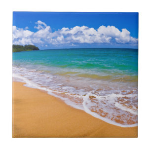 Empty Beach And Blue Waters Tile