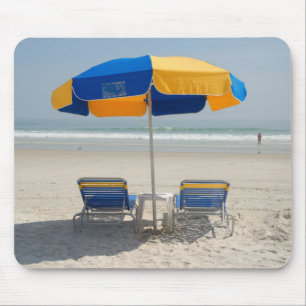 empty beach chairs mouse pad