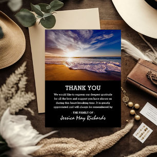 Empty Beach Thank You   Ocean Funeral Photo Card