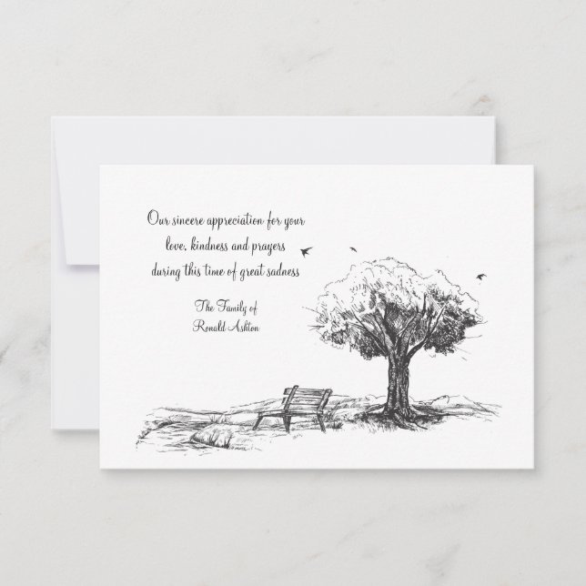 Empty Bench Sympathy Thank You Card (Front)