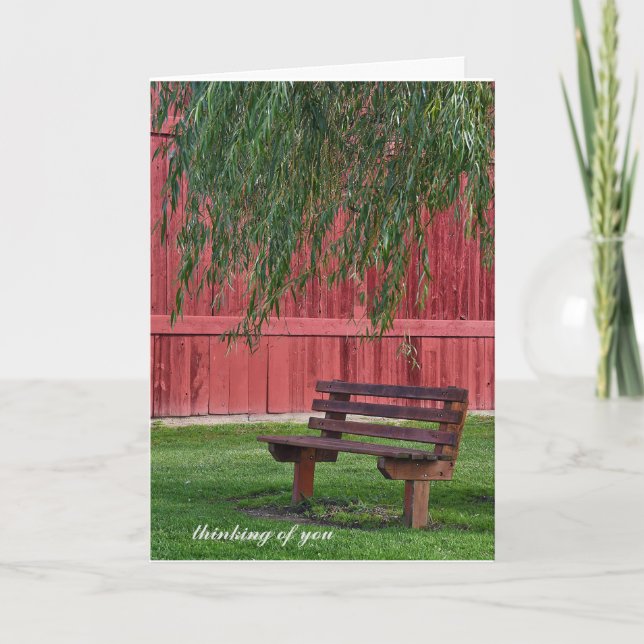 empty bench under willow tree card (Front)