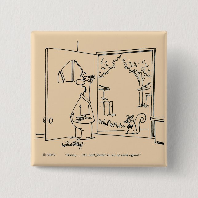 Empty Bird Feeder 2 Inch Square Button (Front)