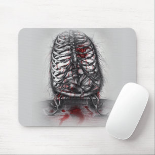 Empty Cage Anatomical Heart Horror Surreal Art Mouse Pad