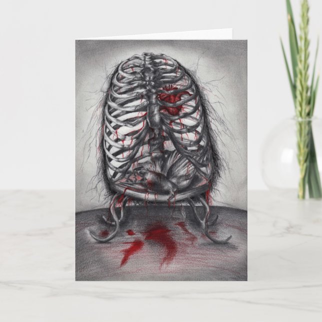 Empty Cage Anatomy Gothic Horror Rib Cage Art Card (Front)