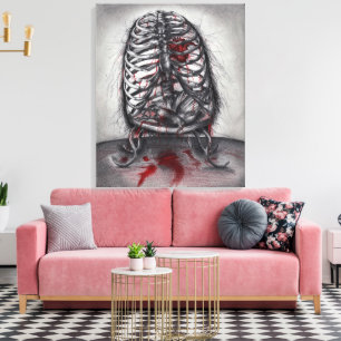 Empty Cage Anatomy Gothic Horror Surreal Art Canvas Print