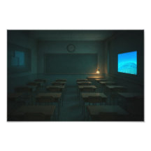 Empty Classroom with Projector Glow – Dreamcore
