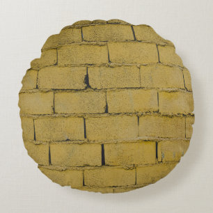 Empty concrete brick wall round pillow