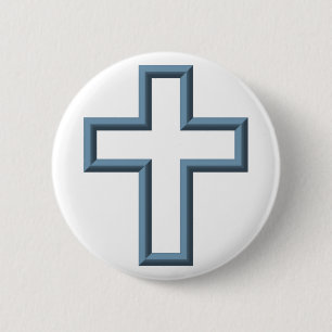 Empty cross 2 inch round button