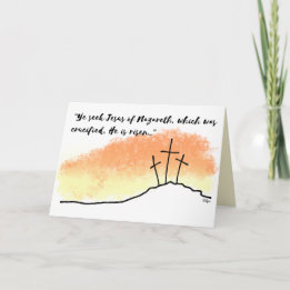 Empty Crosses He is Risen Scripture Easter Card