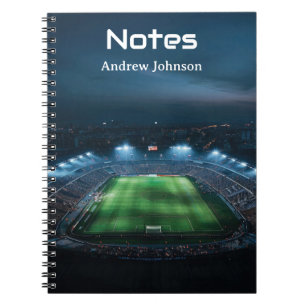 Empty football stadium at night notebook