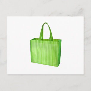 Empty green reusable grocery bag postcard