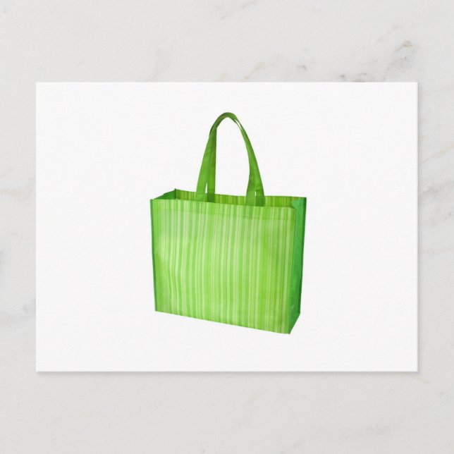 Empty green reusable grocery bag postcard (Front)