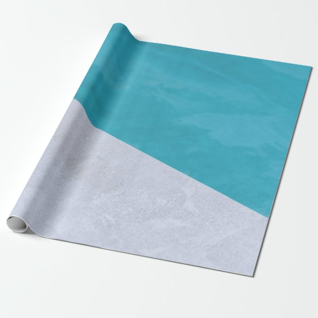 Empty grey floor beside pool wrapping paper (Unrolled)