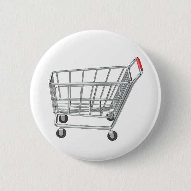 Empty metal shopping cart 2 inch round button (Front)