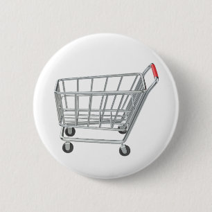 Empty metal shopping cart 2 inch round button