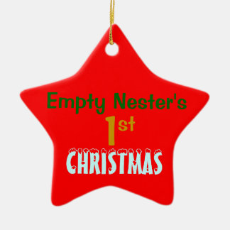 Empty Nest 1st Christmas Red Star Ceramic Ornament
