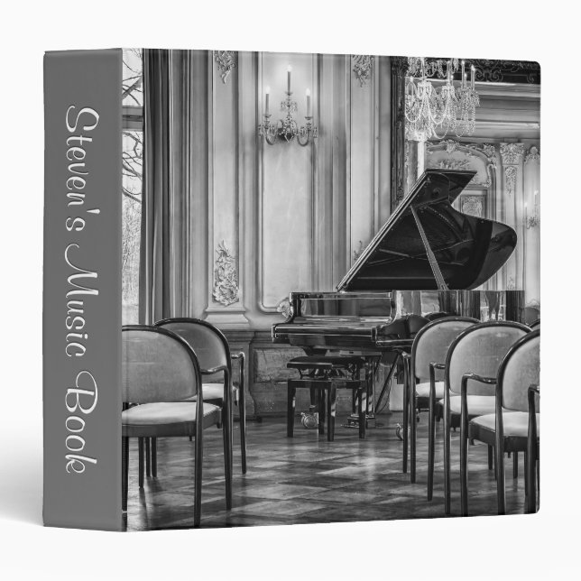 Empty Notes Black and White Music Photograph Binder (Front/Spine)
