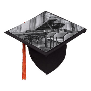Empty Notes Black and White Music Photograph Graduation Cap Topper