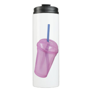 Empty plastic cup with a straw