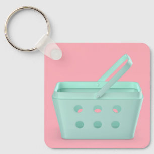 Empty plastic shopping basket keychain