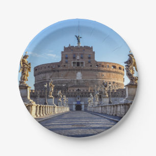 Empty Ponte Sant'Angelo at dawn - Rome, Italy Paper Plate