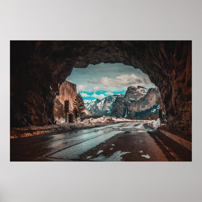 EMPTY ROAD TUNNEL LEADING TO MOUNTAINS POSTER (Front)