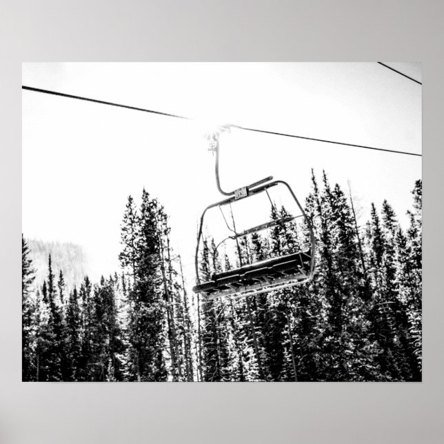Empty Skilift // Black and White Winter Poster (Front)