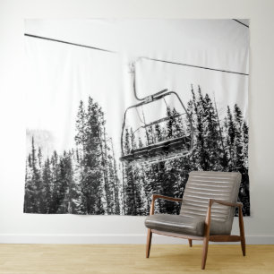 Empty Skilift // Black and White Winter Tapestry