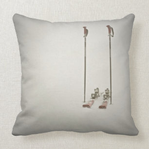 Empty Skis and Poles Throw Pillow