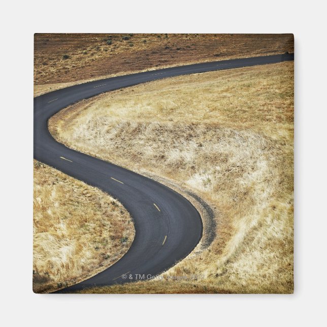 Empty winding paved road magnet (Front)