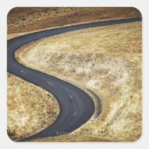 Empty winding paved road square sticker