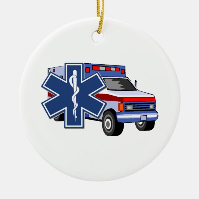 EMS Ambulance Ceramic Ornament (Front)