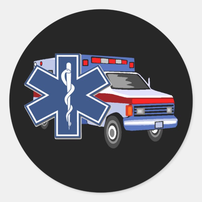 EMS Ambulance Classic Round Sticker (Front)