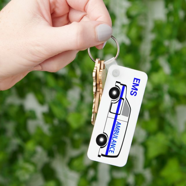 EMS Ambulance with Biblical Quote Keychain (Hand)