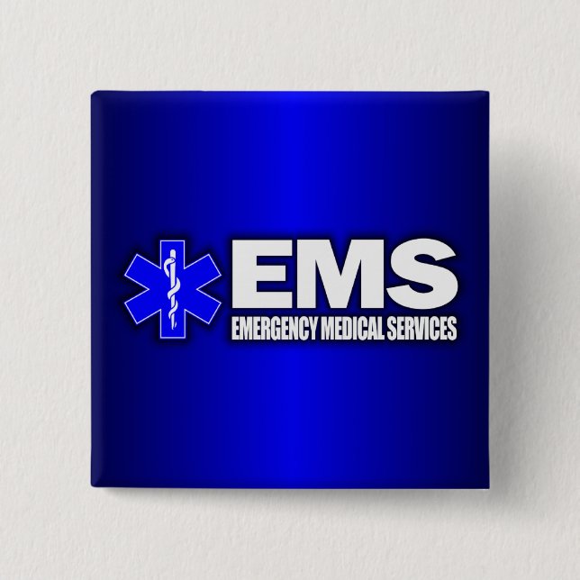 EMS -Emergency Medical Services 2 Inch Square Button (Front)