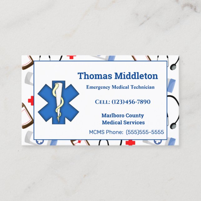 EMS / EMT Contact   Calling Card (Front)