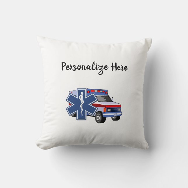EMS EMT Paramedic Ambulance Throw Pillow (Front)