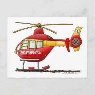 EMS EMT Rescue Medical Helicopter Ambulance Postcard