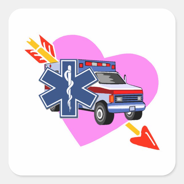 EMS Heart of Care Square Sticker (Front)