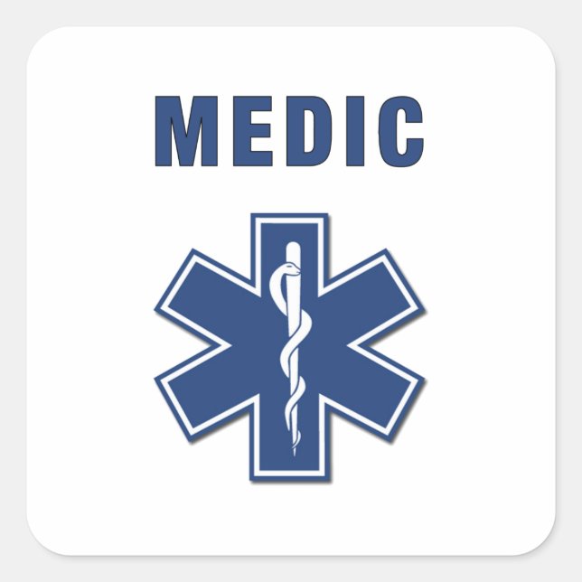 EMS ParaMedic Star of Life Square Sticker (Front)