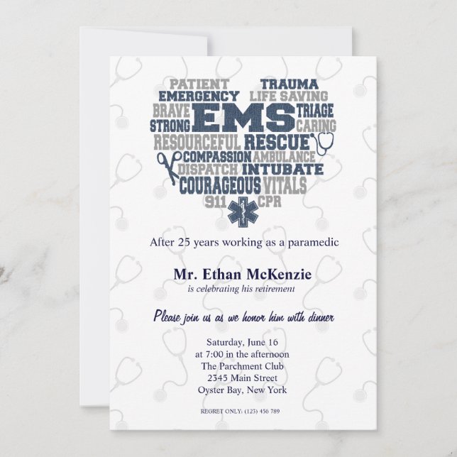 EMS retirement Denim texture Invitation (Front)