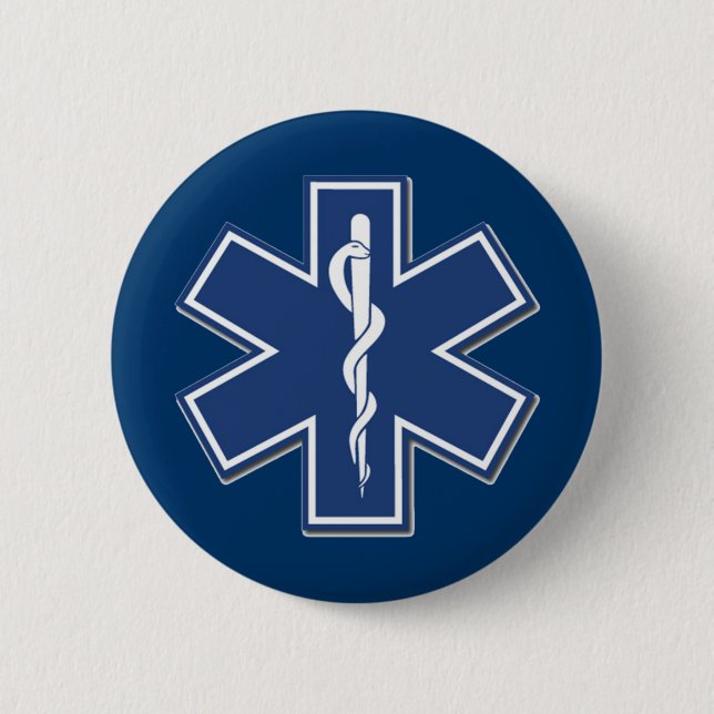 EMS Star of Life 2 Inch Round Button (Front)