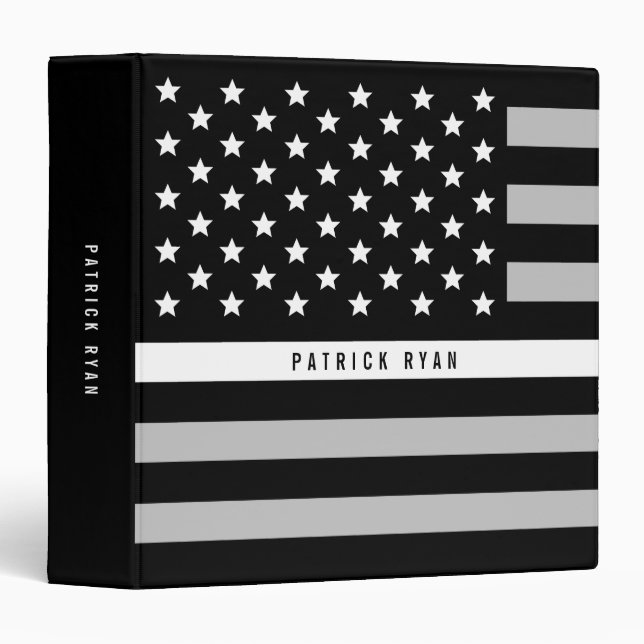 EMS Thin White Line American Flag Add Name Binder (Front/Spine)