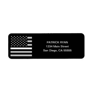 EMS Thin White Line American Flag Return Address