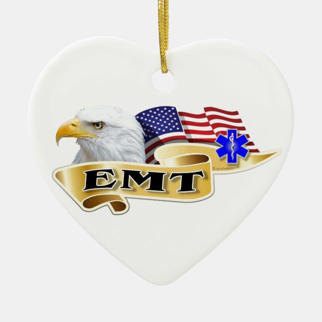 EMT American Pride Eagle Flag Ceramic Ornament (Front)