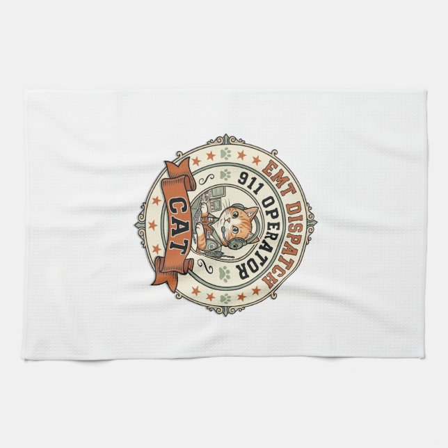 EMT Dispatch 911 Operator Cat EMT Dispatch 911 Ope Kitchen Towel (Horizontal)