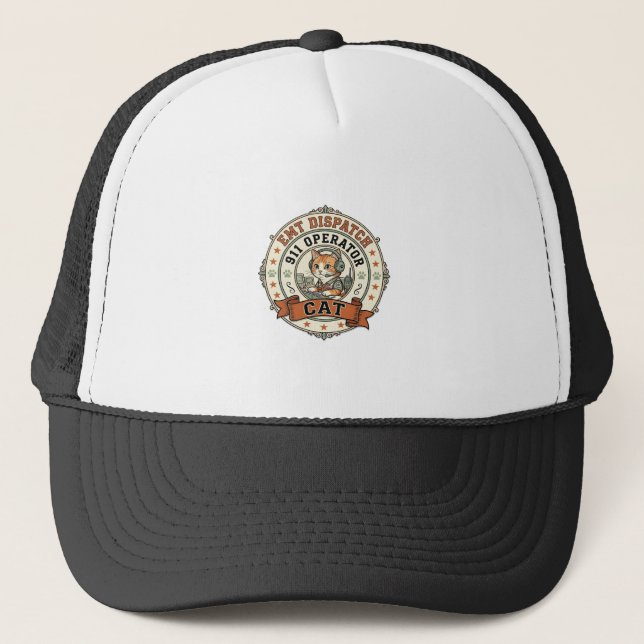EMT Dispatch 911 Operator Cat EMT Dispatch 911 Ope Trucker Hat (Front)