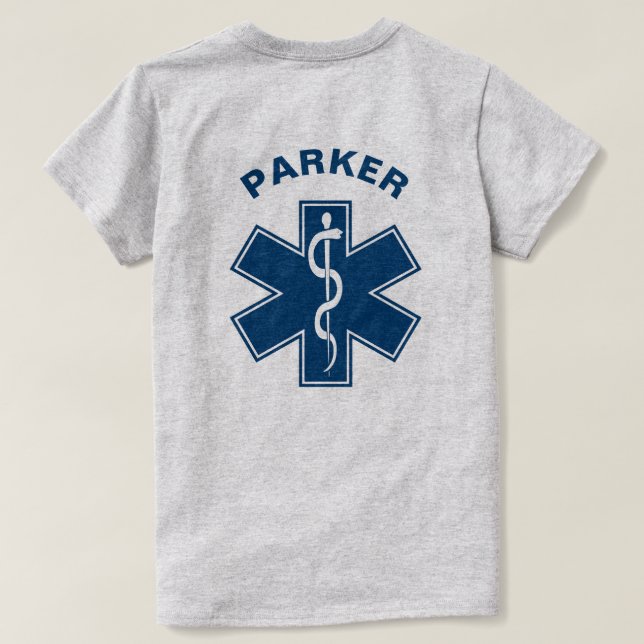 EMT EMS Paramedic Blue T-Shirt (Design Back)