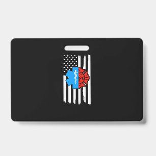 Emt Firefighter American Flag Distressed.Png Badge