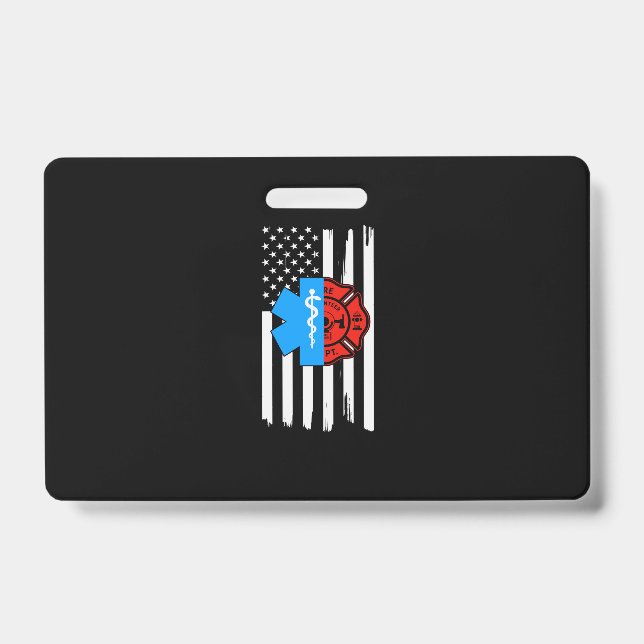 Emt Firefighter American Flag Distressed.Png Badge (Front)